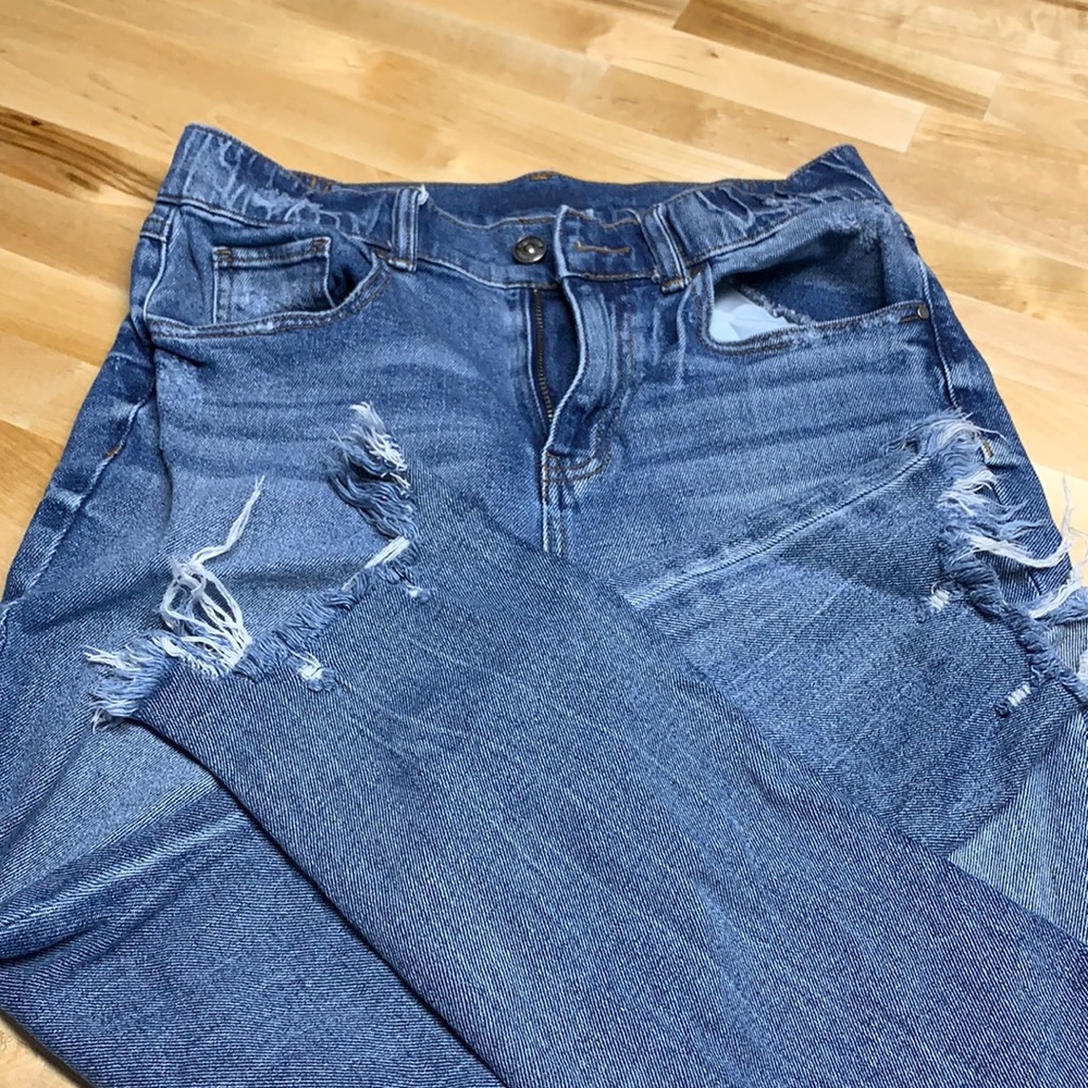 High waisted * stretchy * distressed * cropped jeans